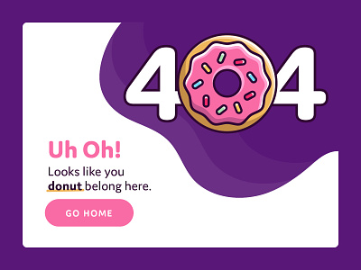 404 Donut 404 404 error 404 error page 404 page donut donut error frosting pink puns purple sprinkles weekly warmup