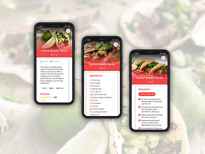 Recipe App Screens app app design app screens recipe recipe app red tacos ui design