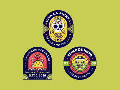 Cinco de Mayo Badges badge badge design badges birthday cinco de mayo fiesta illustration lime margarita party quarantine creations skull taco