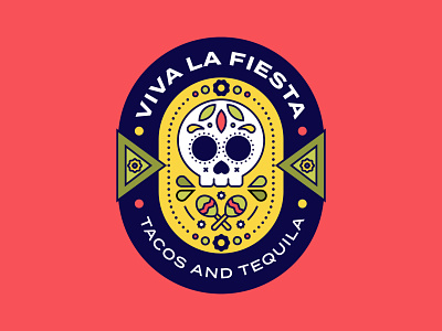 Fiesta Badge badge badge design cinco de mayo fiesta flowers maracas skull tacos and tequila