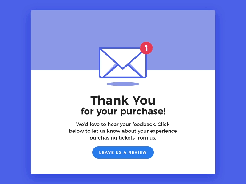 Thank You For Your Purchase 2.0 animation email envelope gif heart icons stars thank you ticket