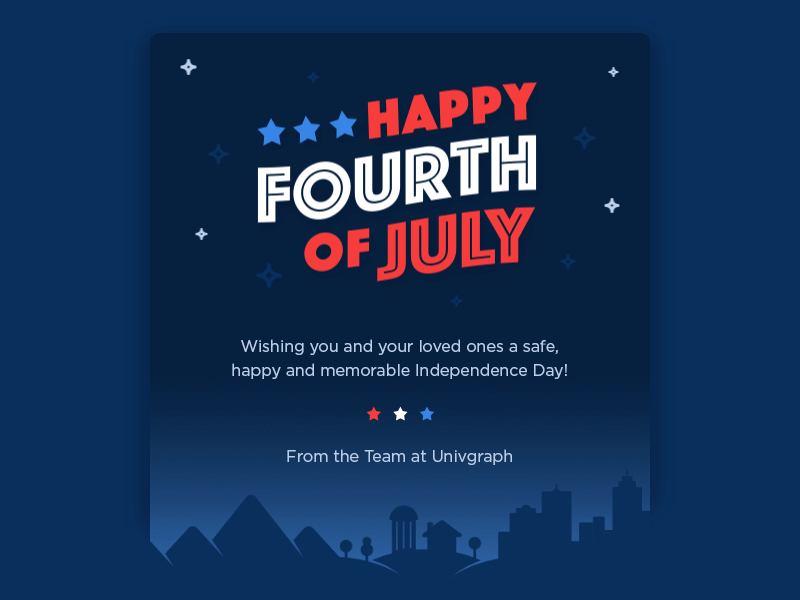 Fourth of July Email 4th of july 4th of july email animation blue email design fireworks fourth of july fourth of july email illustration independence day july 4th july 4th email red red white and blue stars white