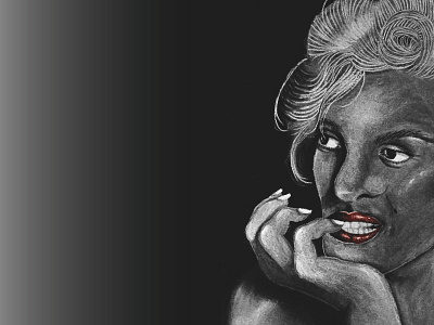 Diamonds Are A Girl's Best Friend 1950 actress art black black paper conte drawing famous marilyn monroe model red white