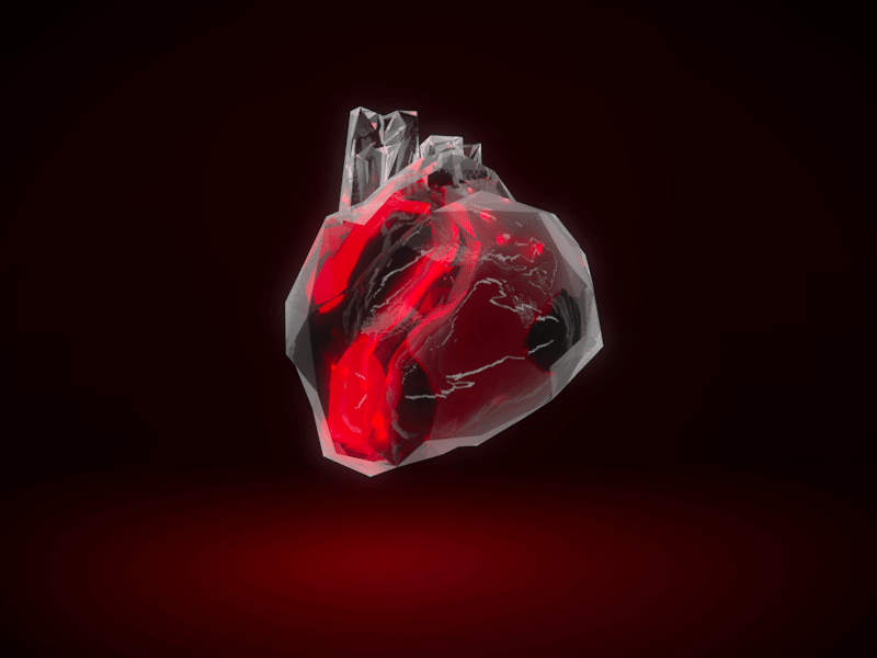 Heart 3d after effects c4d glass heart light red