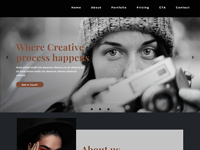 A photography landing page