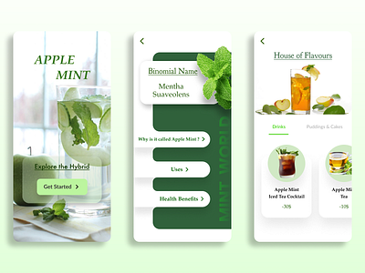APPLE MINT app design drinks graphic design health benefits plant service typography ui ux