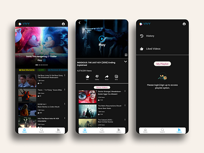 VIVY app design caraousel interface movies ui uiux video library youtube