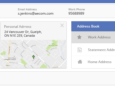 Address Book and Card design ui ux