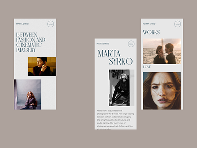 Marta Syrko app design minimalism mobile mobile design photographer portfolio typography