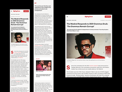 Rolling Stone Magazine Redesign Concept article article design article page concept magazine mobile news newsfeed newspaper typo typography web design webdesign