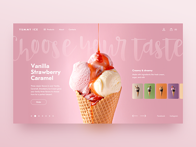 Ice Cream concept dailyui ice cream landing landing page pink slider store tasty
