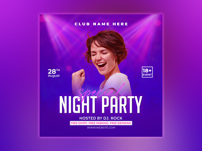 Special Night Party Social Media Banner Design || PSD banner black party club flyer club party dance party disco flyer dj dj flyer dj post editable flyer friday night music social media night party night poster post poster social social media special party