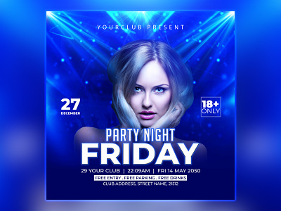 Special Friday Night Party Social Media Banner Design || PSD banner branding club dj editable event flyer friday music night party post social media
