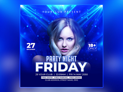 Music club dj night Party Flyer Template Psd