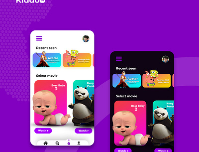 KiddoTV cartoon mobile app for kids ui