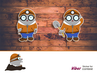 Moleminer sticker for Viber contest bright cartoon cartoon character character cute flat graphic design illustration mole sticker