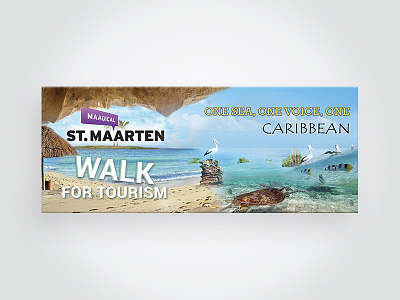 St Maarten Tourism Banner banner beach bright colorfull graphic design illustration island land ocean sky tourism