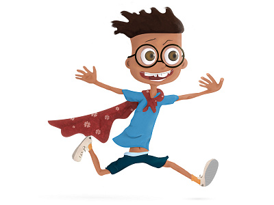 Henry-Hero boy cartoon child crazy fun henry hero illustration in glasses nerd people