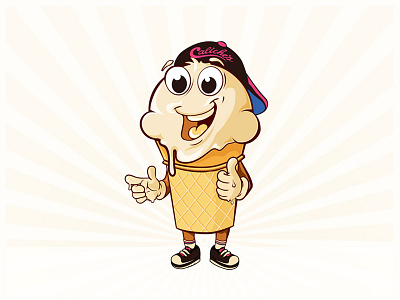 Ice-cream mascot. Happy, bright ice cream.