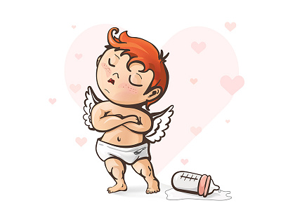 Offended Cupid. Capricious Infant amour art baby capricious child cupid heart infant kid offended valentine vector