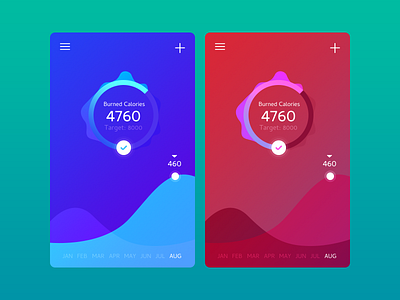 Calories Tracker Fitness UI Color Variations calories design fitness photoshop tracker ui ux