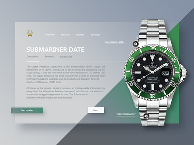 Rolex Submariner Product Page landing one page page product rolex shop store watch wear