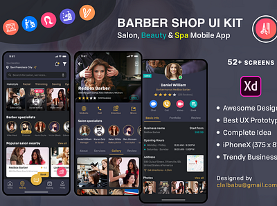 Barber Haircut, Salon & Beauty UI KIT barbershop beauty salon