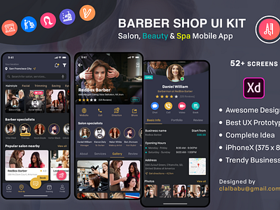 Barber Haircut, Salon & Beauty UI KIT