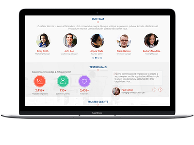 Testmonials our team parallax design testmonials website