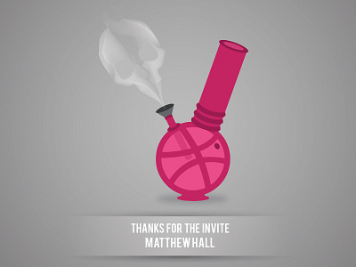 Thanks for the invite Matty!! bong debut dribbbleball firstshot illustration invitation invite matty pink skull smoke thanks