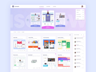 Isoflow Dribbble Scoreboard application colorful feed notification scoreboard shots team ui web winners