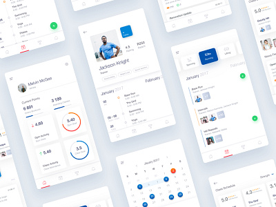 Fitness App app calendar dashboard fitness graph gym ios mobile profile sport workout