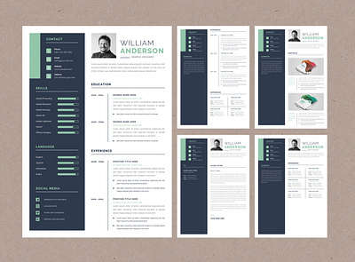 Resume Template branding cv design flat illustration resume simple template typography vector