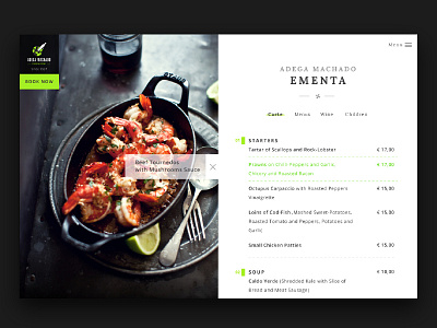 Adega Machado Restaurant Menu clean design food layout menu restaurant ui ux web website