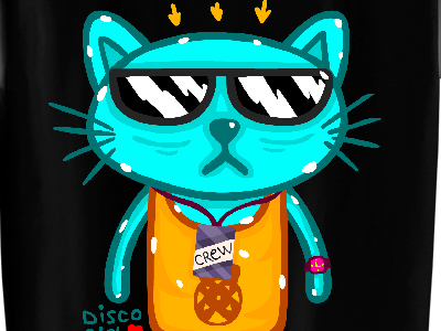 Part of T-shirt cat cool crew illustration sleep t shirt tired