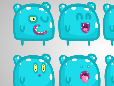 Some Characters for LD24 blue eyes face fun monsters sad smile