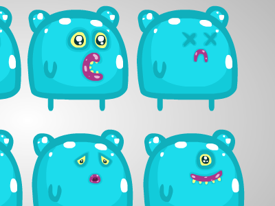 Some Characters for LD24#2 blue eyes face fun monsters sad smile