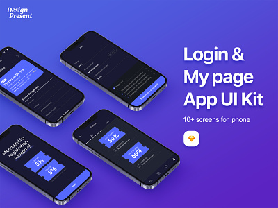 Login & My page APP UI Kit - Dark version
