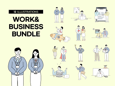 WORK&BUSINESS icon set BUNDLE