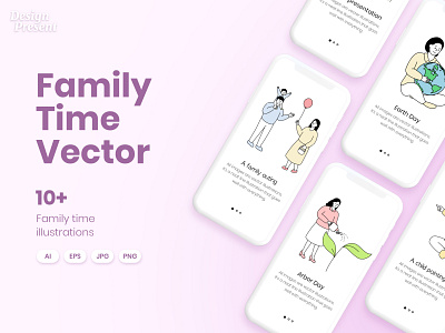 Family Time Character Icons Vector