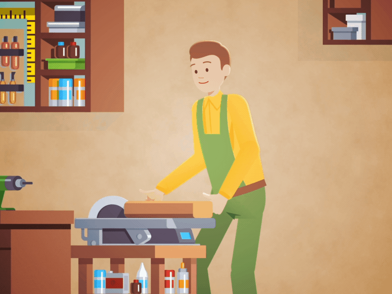 Carpenter accident animation 2d animation after effects character illustration simulation