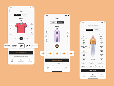 Body measuring app 3d scan app design fashion ios ui ux