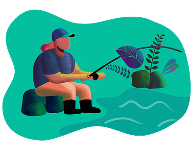 Fishing Flat Design catch