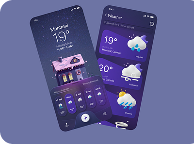 Weather app UI design graphic design illustration ux