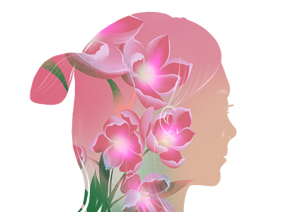 pink floral art illustrated design