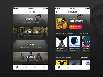 Music App Start app design music ui