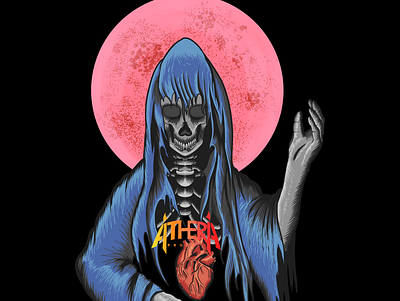 Grim reaper heart character design graphic design illustration