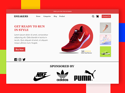 shoes landing page branding clean daily design ecommerce graphic design header heading landing page logo nike product design red shoes template ui web
