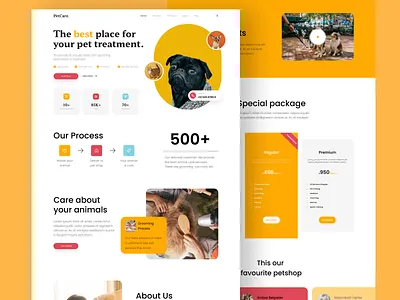 Petcare Landing Page animal cat cat food dog dog lovers health homepage landing page mockup pet pet care pet food pet health pets petshop typography ui ux web design website