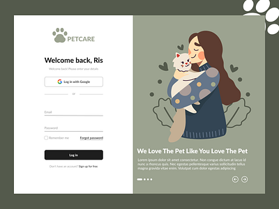 petcare login page